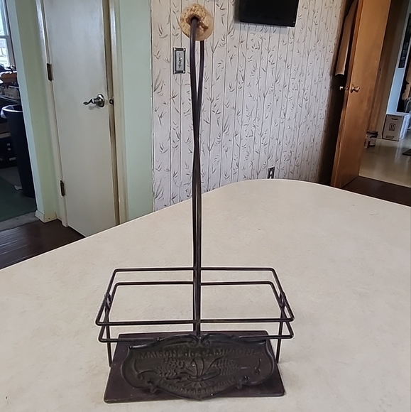 Vintage Chefs Oil & Vinegar Dispenser Bottles" Maison de Campagne Metal Holder - Picture 9 of 12